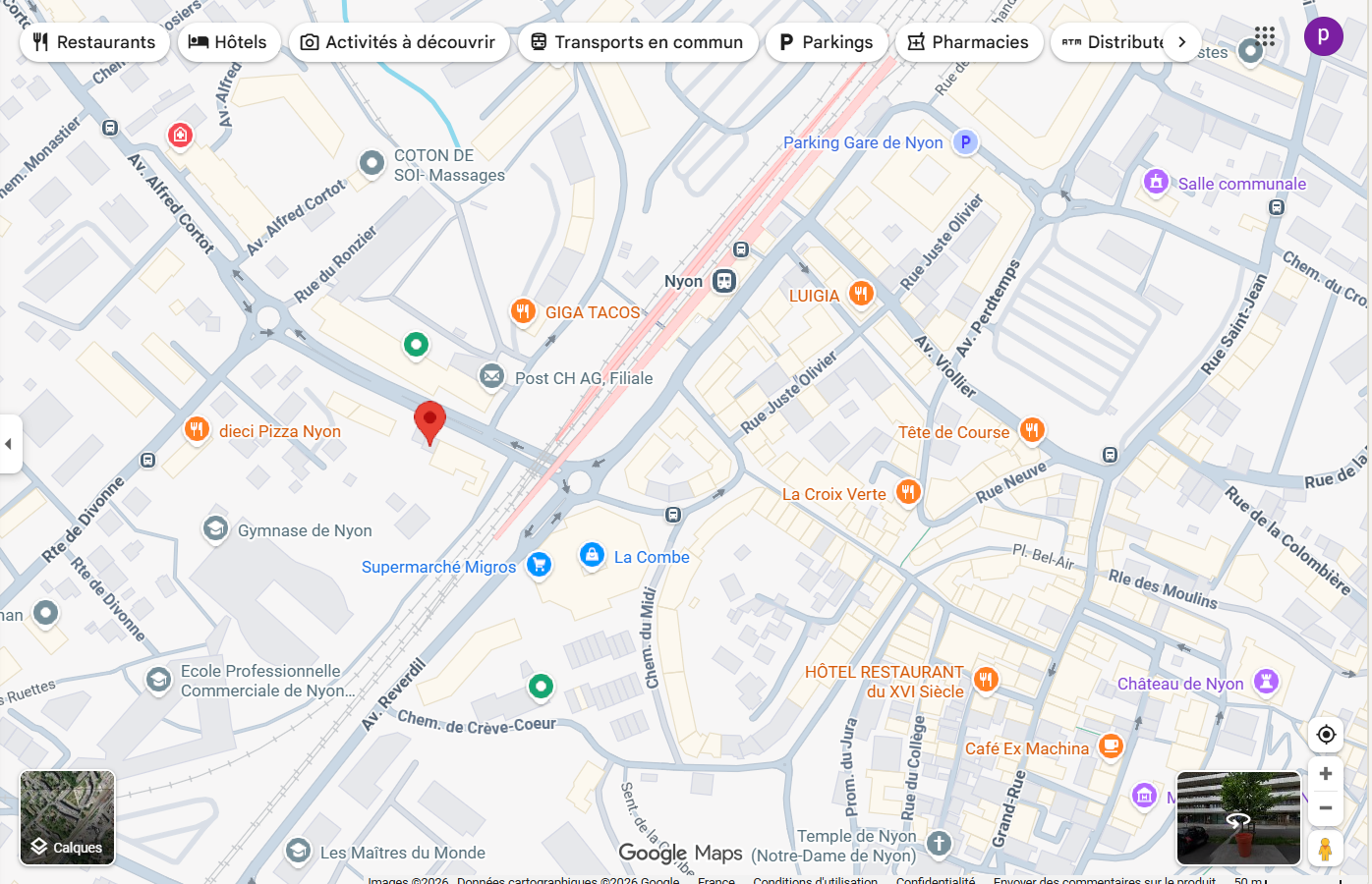 Carte Google Maps - 8 Rue Morache, Nyon